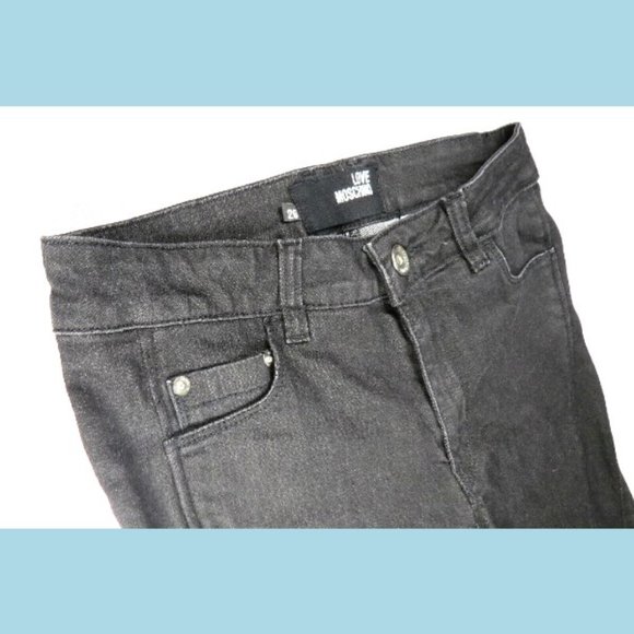 Love Moschino Womens Jeans Made in Italy 26 27/28 Stretch Slim Destroyed Denim - Picture 8 of 12